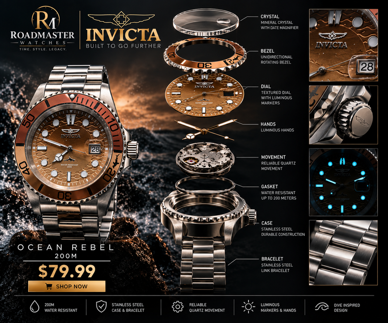 Invicta Ocean Rebel 200M - Rose Gold
