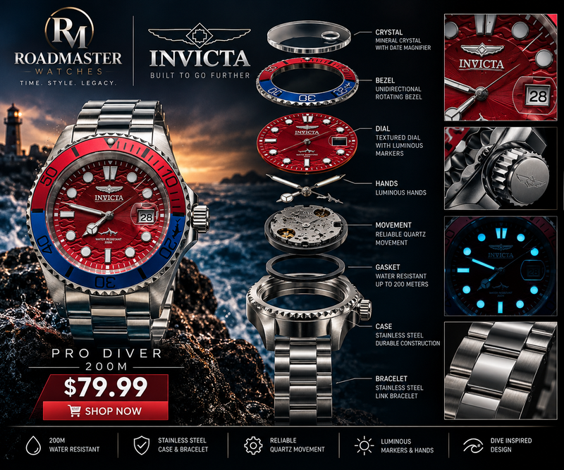 Invicta Pro Diver 200M - Red & Blue (Pepsi)
