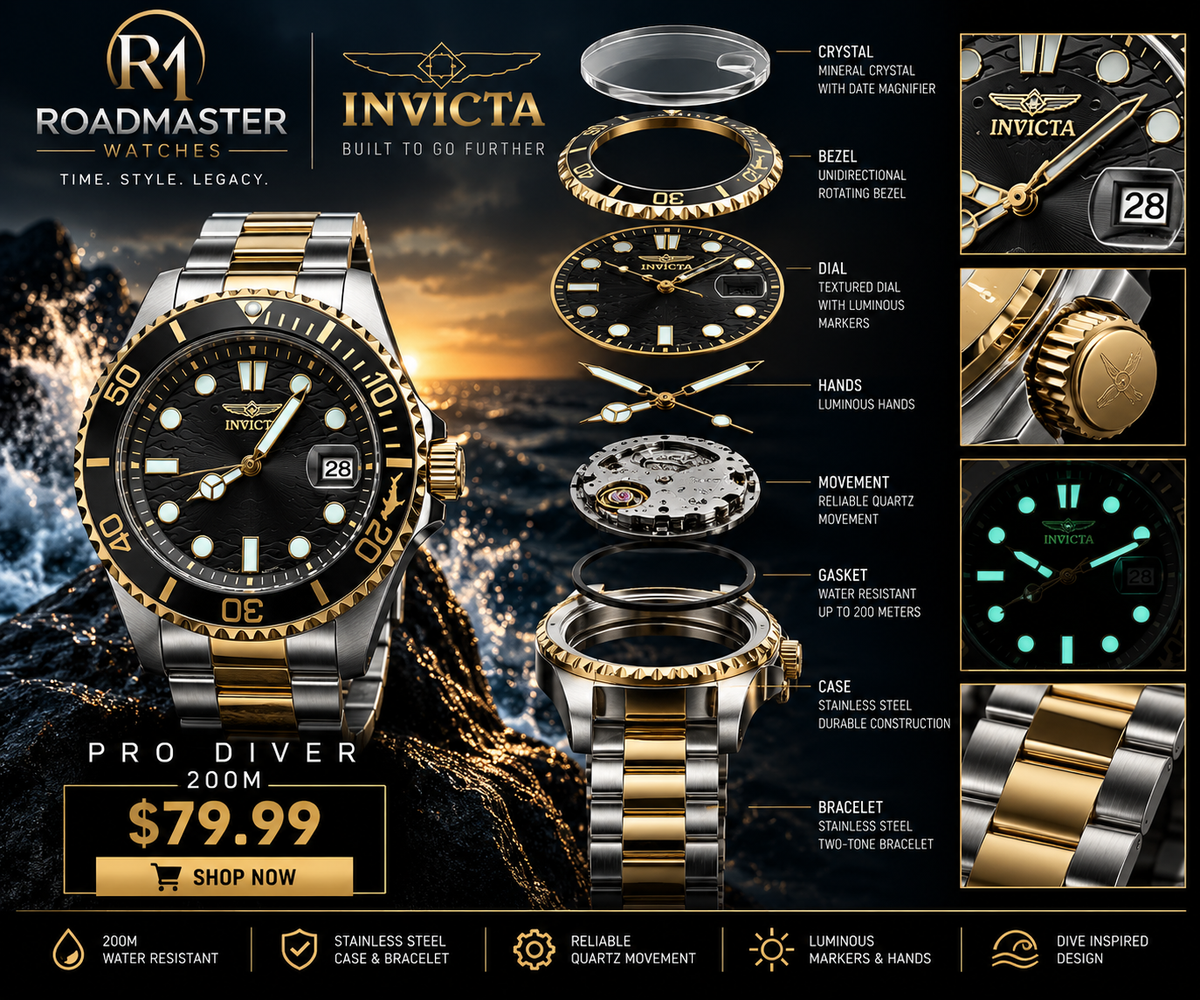 Invicta Pro Diver 200M - Black & Gold Two-Tone