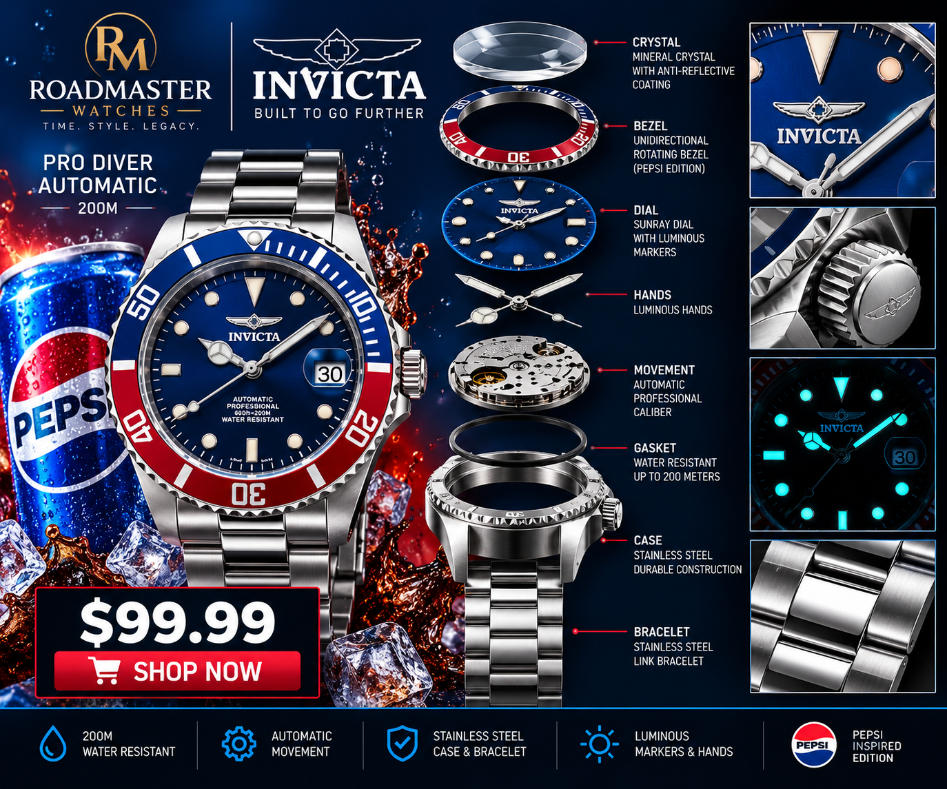Invicta Pro Diver Automatic 200M - Pepsi